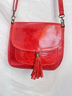 Anna Luccini Red Italian Leather Shoulder Bag